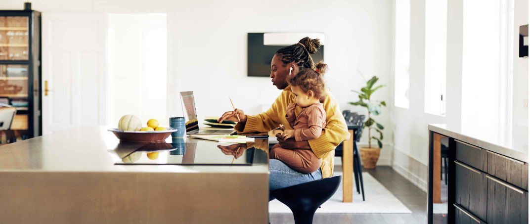 Mother and daughter at computer